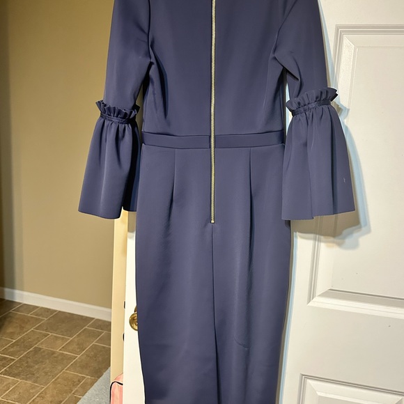 Ted Baker Stardust Flute Sleeve Midi Navy Dress - Size 1 NEVER WORN - Picture 3 of 3